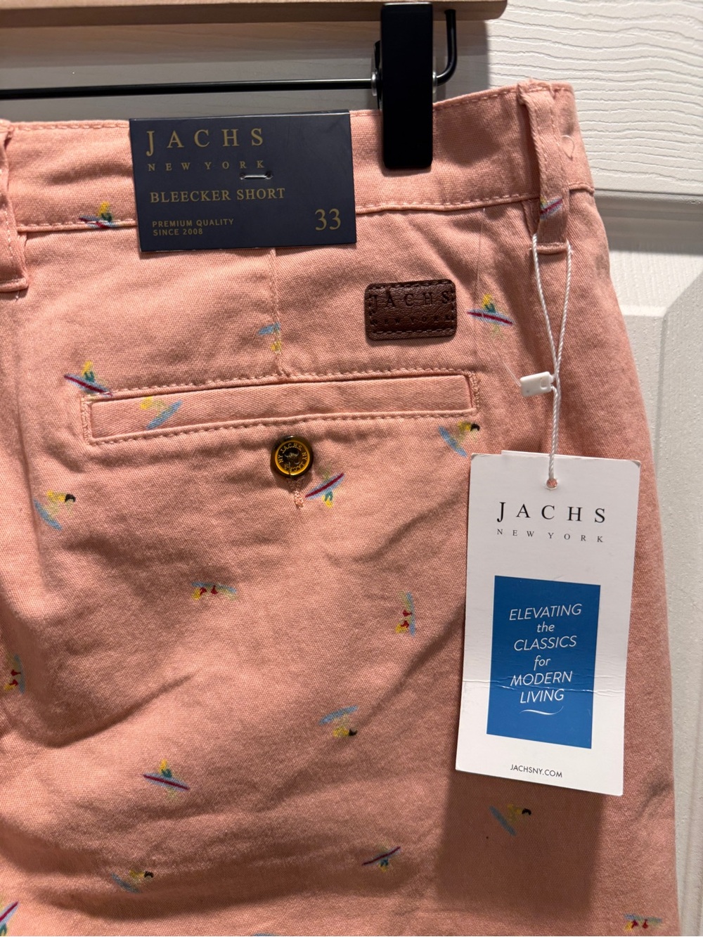 NWT JACHS New York Bleecker Shorts Men’s Size 33 Pink Surfboard Print - Picture 7 of 11
